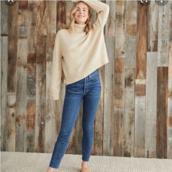 Jenni Kayne Atlas Turtleneck Sweater Merino Wool In Wheat Beige Size Small - Picture 5 of 13